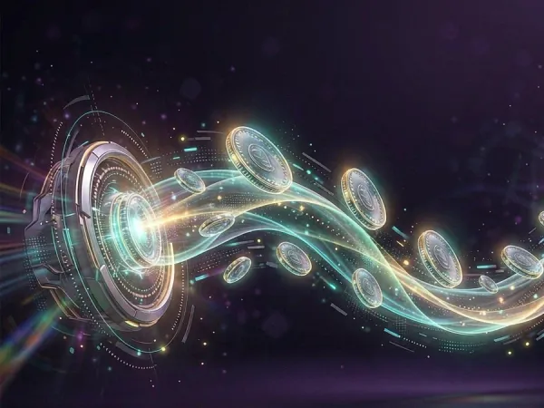 p88 Glowing rings connected by curved streams of light